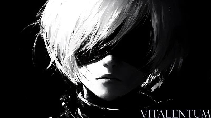 Digital painting portrait with chiaroscuro cyberpunk styling.