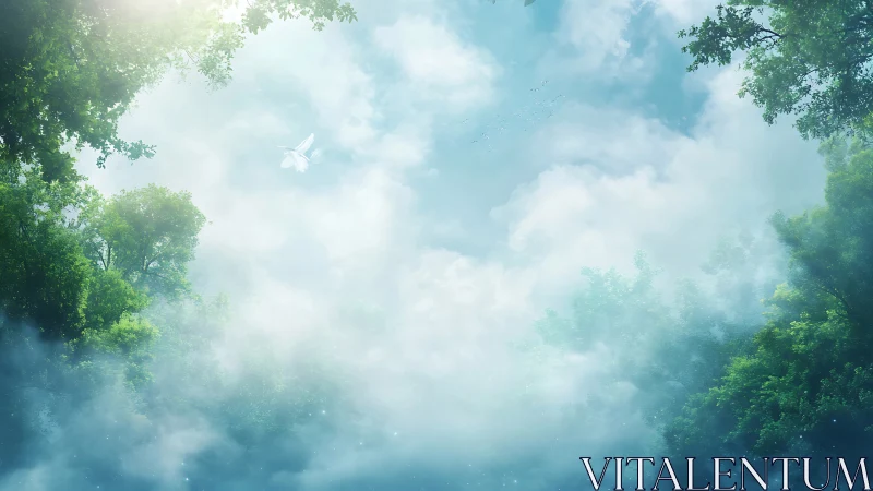 Misty Forest Canopy Dawn Light.