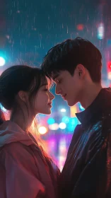 Rain-Soaked Romance: Two Souls Converge Under Neon Dreams