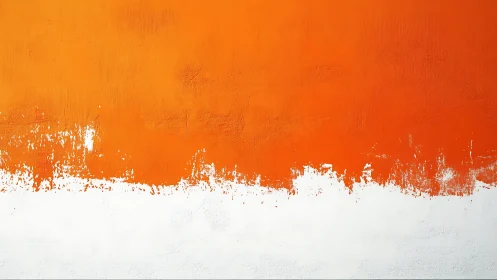 Bold tangerine horizon dripping into a quiet white field.