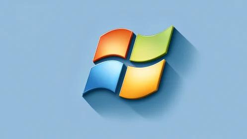 Colorful 3D window logo casts sleek shadow on blue