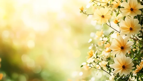 Golden Daisies in Soft Focus Garden Light
