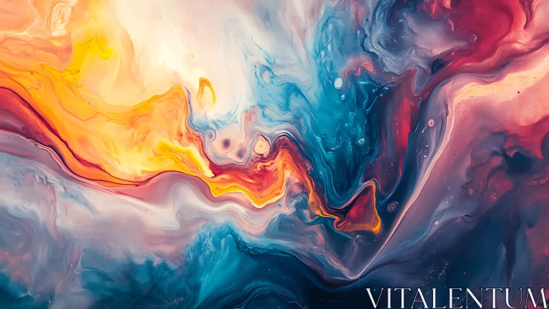 Molten cosmic currents swirl through vibrant abstract nebula