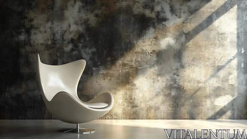 Contemporary Molded Polymer Lounge Chair: Sculptural Form with Polished Metal Base