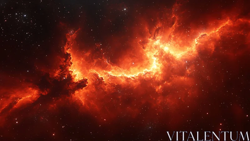 Solar fire-dragon curls through a ruby-scorched starfield