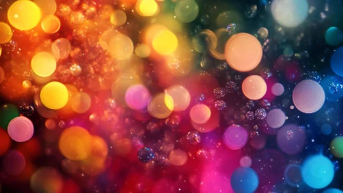 Vibrant abstract bokeh lights in a colorful, dreamy background.