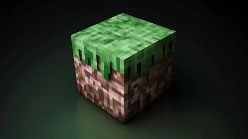 Minecraft Terrain Block: Isometric Voxel Composition.