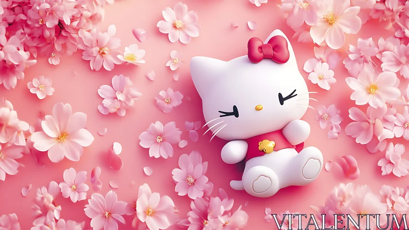 Blossom-soft kitty dreams in a candy-pink sakura meadow.