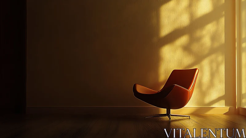 Mid-century lounge chair illuminated by dramatic window light