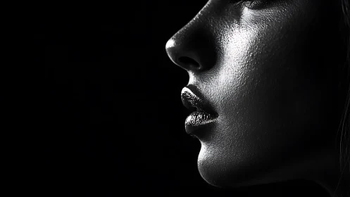 Luminous profile portrait bathed in dramatic silver light.