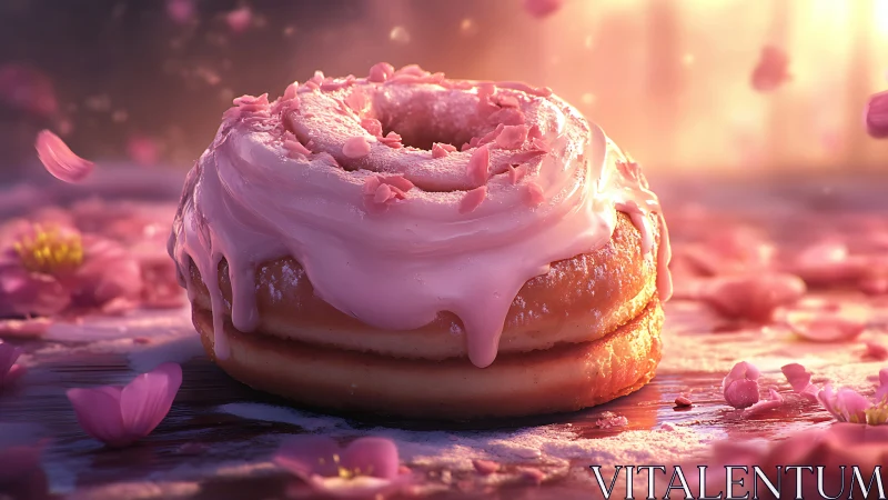 Ethereal Pink Glazed Pastry With Volumetric Frosting Detail.
