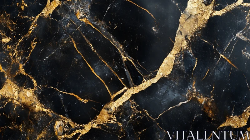 Velvety black marble crossed with glowing golden veins.