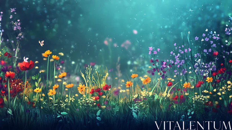 Wildflower Garden with Layered Depth and Atmospheric Bokeh Effects
