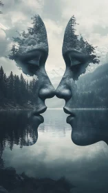 Whispered forest faces emerge from a mirrored mountain lake.