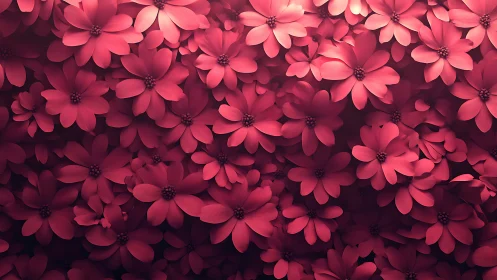 Densely layered pink flowers fill entire frame with realistic depth.