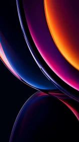 Curved luminous bands intersect with saturated neon gradients