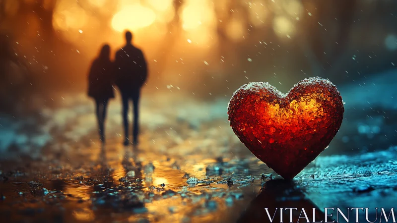 Crystallized Heart: Bokeh-Rendered Silhouettes in Cinematic Urban Rain.