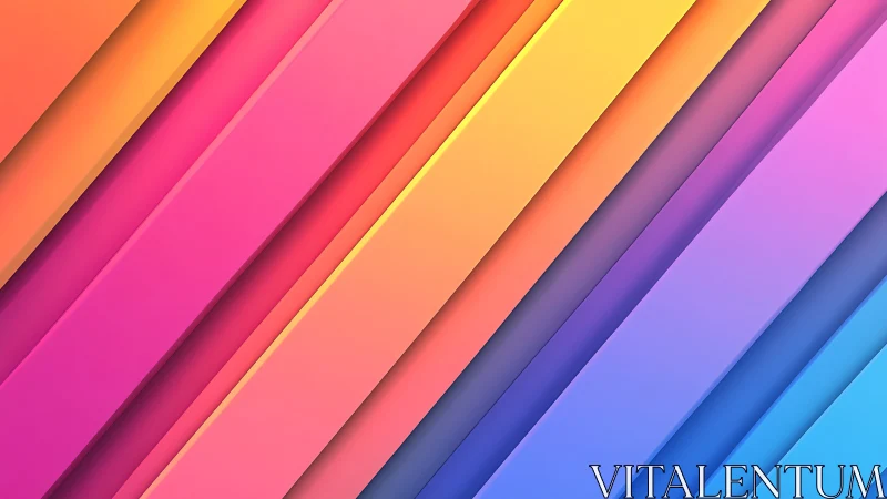 Geometric gradient bands in diagonal layered 3D composition.