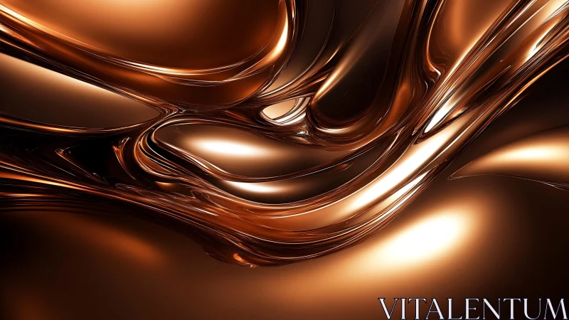 Abstract metallic bronze waves with glossy liquid texture.