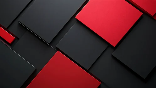Red and black overlapping rectangles in clean geometric layout.