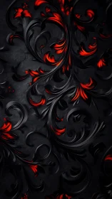 Dark floral embers swirling through velvety midnight shadows.
