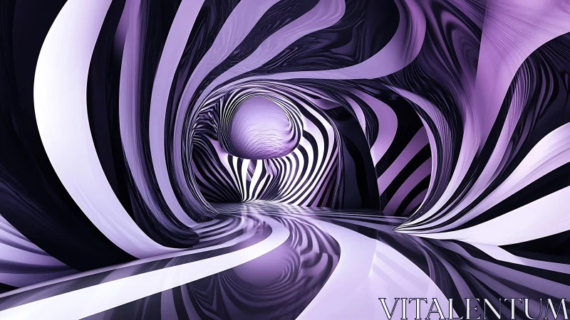 Parametric striped tunnel with reflective surface and central sphere