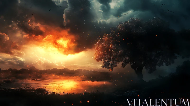 Nature's Drama: Fire and Water Meet in Explosive Splendor.