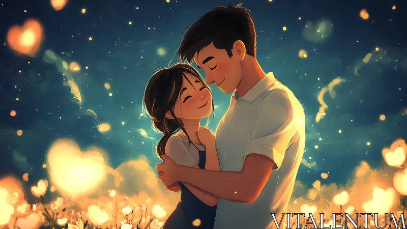 Luminescent Embrace: Where Stardust Meets Love's Warmth.