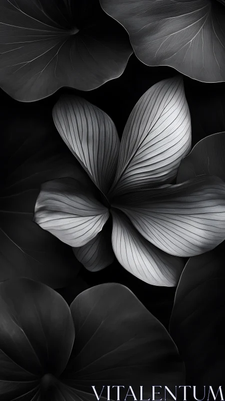 Silver-veined petals whisper through the charcoal quiet