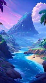 Majestic Blue Peak Over Coastal Paradise.