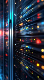 Neon server corridor humming with quiet algorithmic dreams.