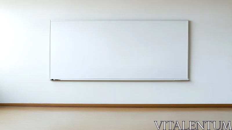 Minimalist classroom whiteboard on clean pale wall.