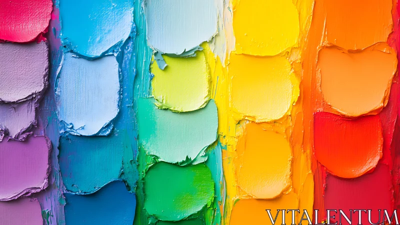 Bold rainbow oil swatches create textured abstract spectrum.