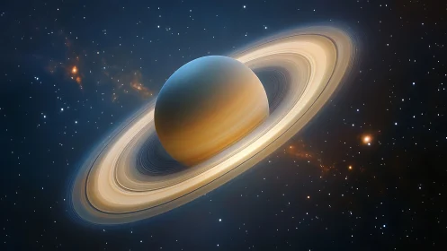 Ringed gas giant floats in sharp detail against deep space