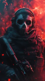 Ghostly fire warrior framed in glowing red embers.