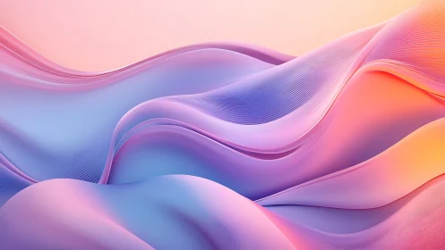 Digital painting of iridescent gradient waves in soft motion.