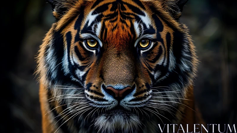 Tiger eyes lock in a fierce, mesmerizing jungle stare.