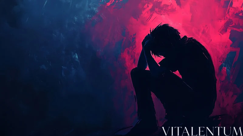 Neon sorrow curls inward while midnight colors breathe slow