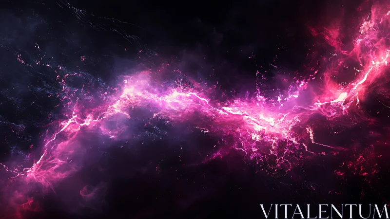 Glowing pink cosmic storm swirling through deep space.