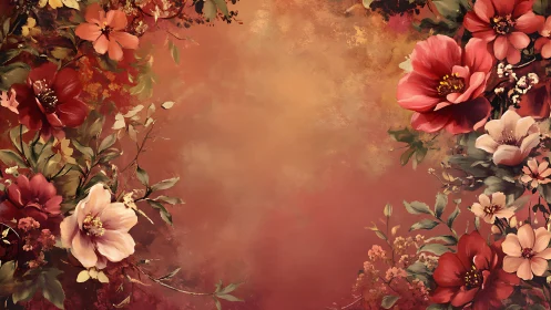 Romantic Floral Garden in Warm Autumn Tones