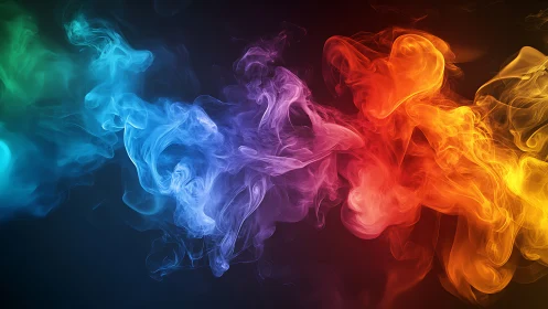 Colorful wisps of abstract smoke in flowing motion.