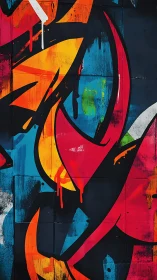 Dynamic neon graffiti arcs on distressed urban wall surface.