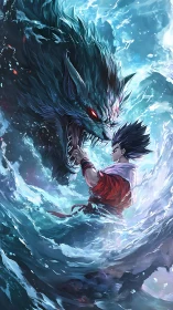 Stormbound warrior bargaining with a tidal dragon spirit.