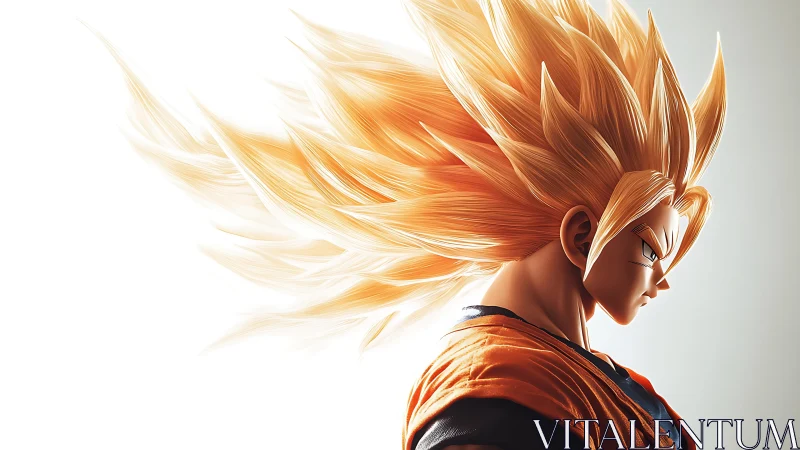 Blazing anime warrior radiating power and focused resolve.