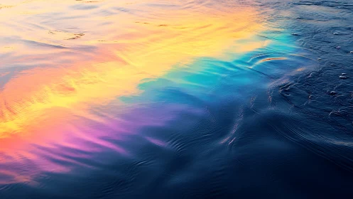 Prismatic tide painting rippling rainbows across deep water.