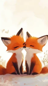 Tender foxes share a nose-to-nose moment of quiet joy.
