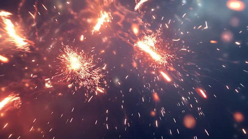 Volumetric bokeh sparks explode across deep teal void.