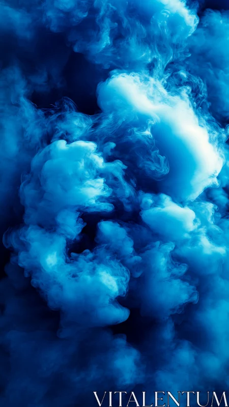 Digital painting of luminous blue vapor plumes in motion.