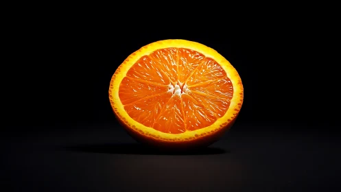 Orange half under focused light on dark background.