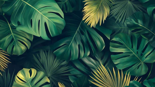 Lush tropical leaves create a calm, inviting jungle embrace